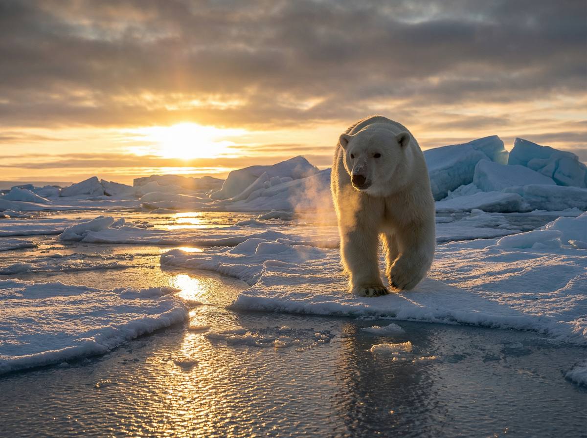 芒果视频视频 - 北极熊冰原漫步